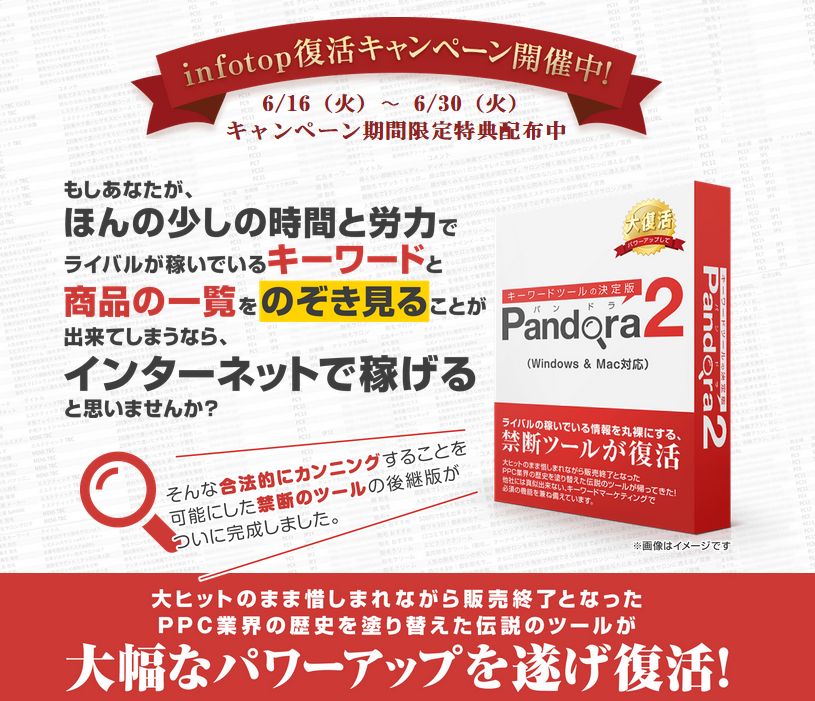 キーワードツールの決定版！Pandora2「買い切り版」